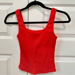 XS Altar’d State Red Ribbed Crop Tank Top